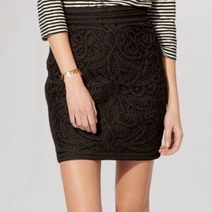 New Maje embroidered crocheted knit  high waisted skirt size 36 /small